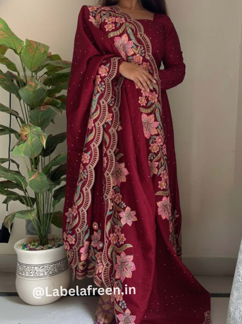 Embroidered Tissue Silk Traditional Dress