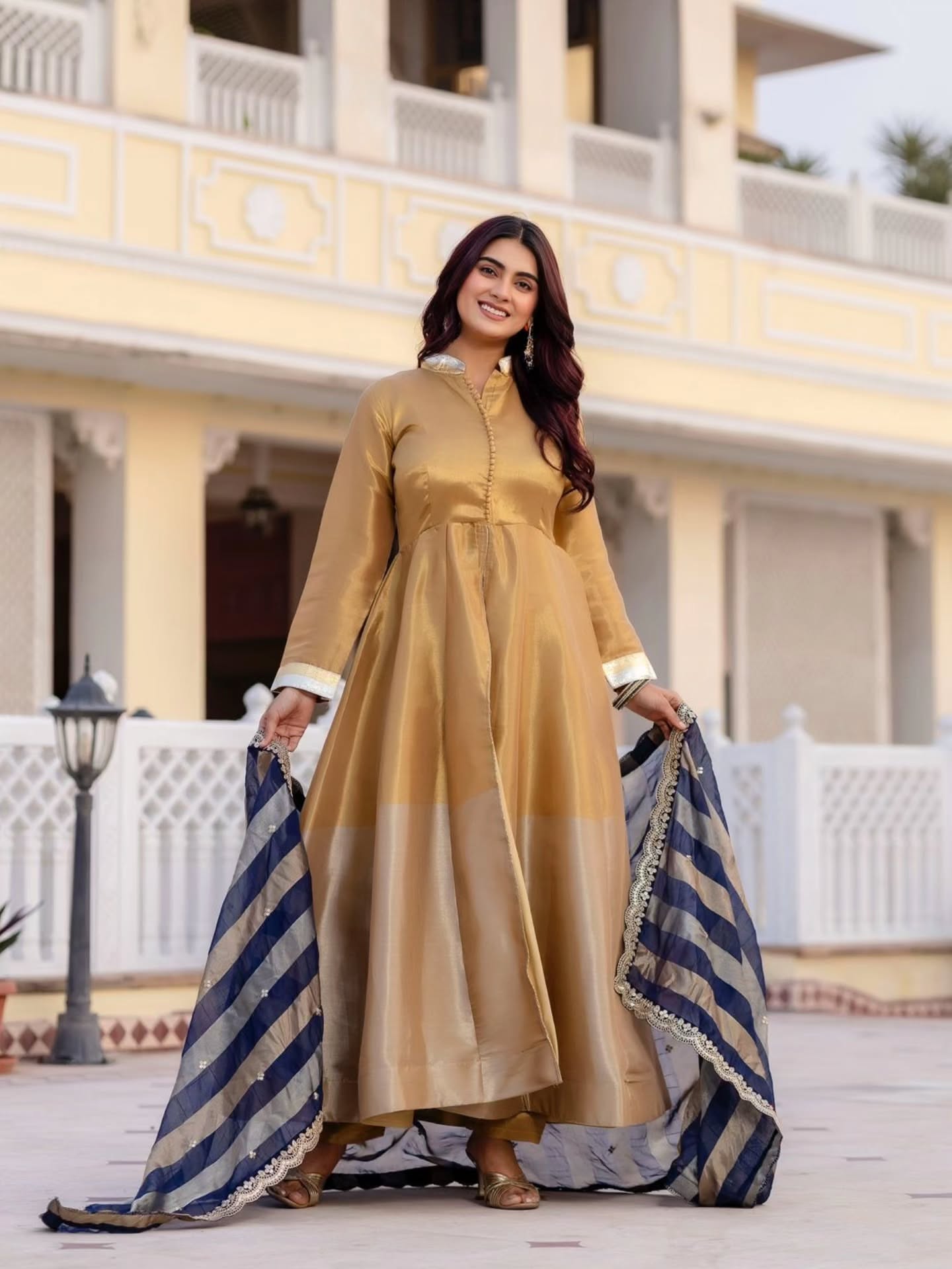 Beautiful Banarsi Viscose Silk Anarkali Suit Set