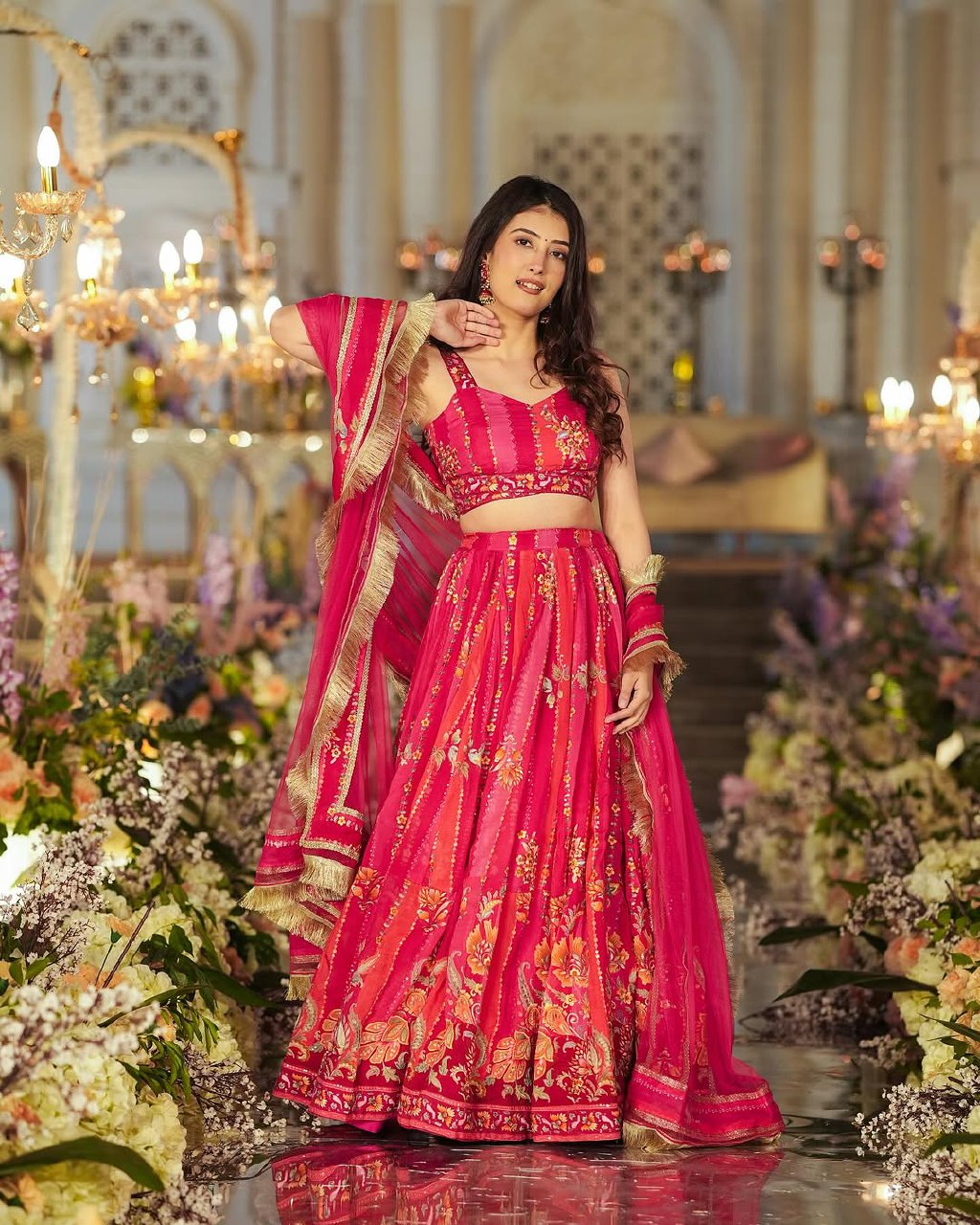 Beautiful Printed Organza Lehenga Set