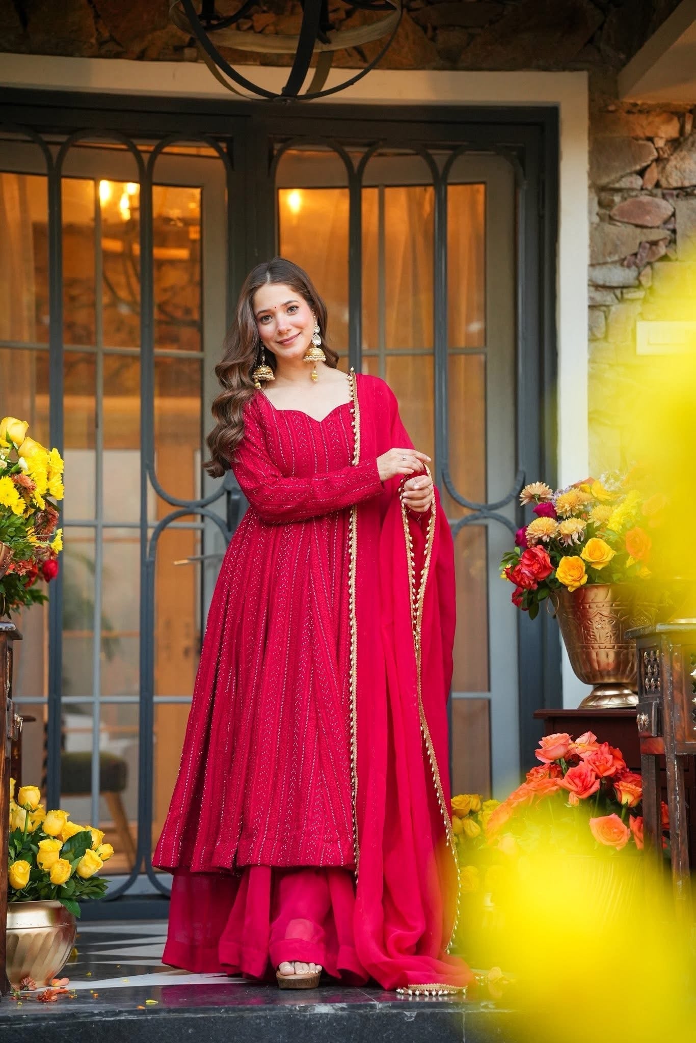 Traditional Embroidered Georgette Suit Set