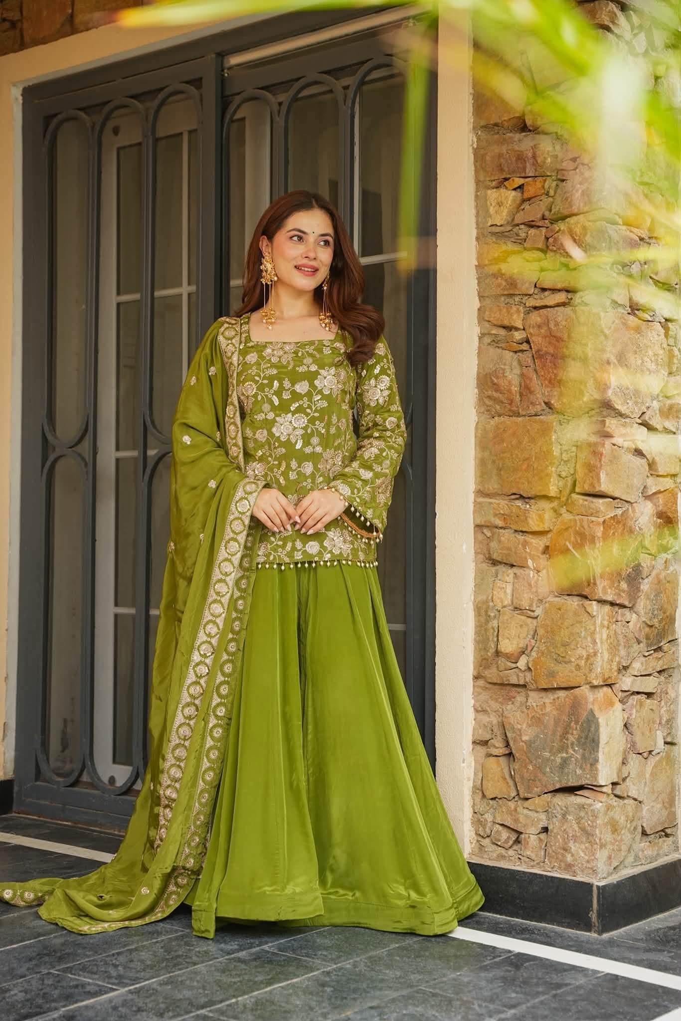 Beautiful Embroidered Sharara Suit Set