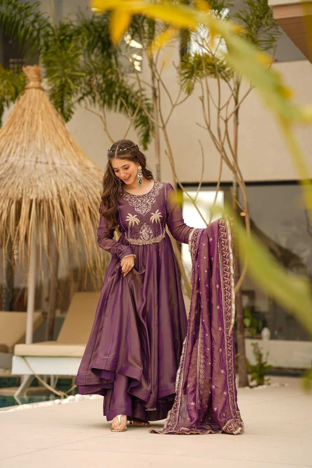 Traditional Cosmos Silk Anarkali Suit Set