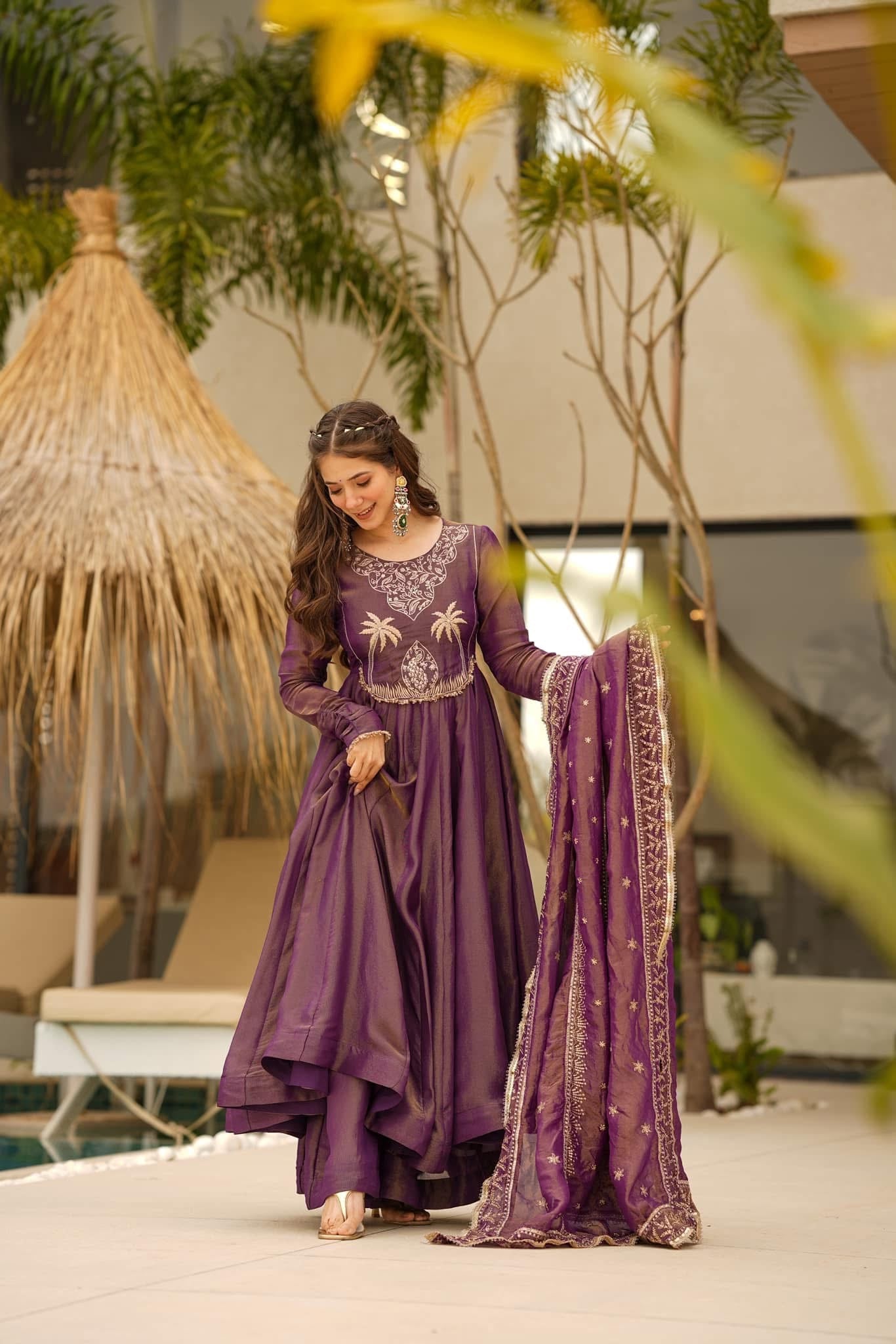 Traditional Cosmos Silk Anarkali Suit Set
