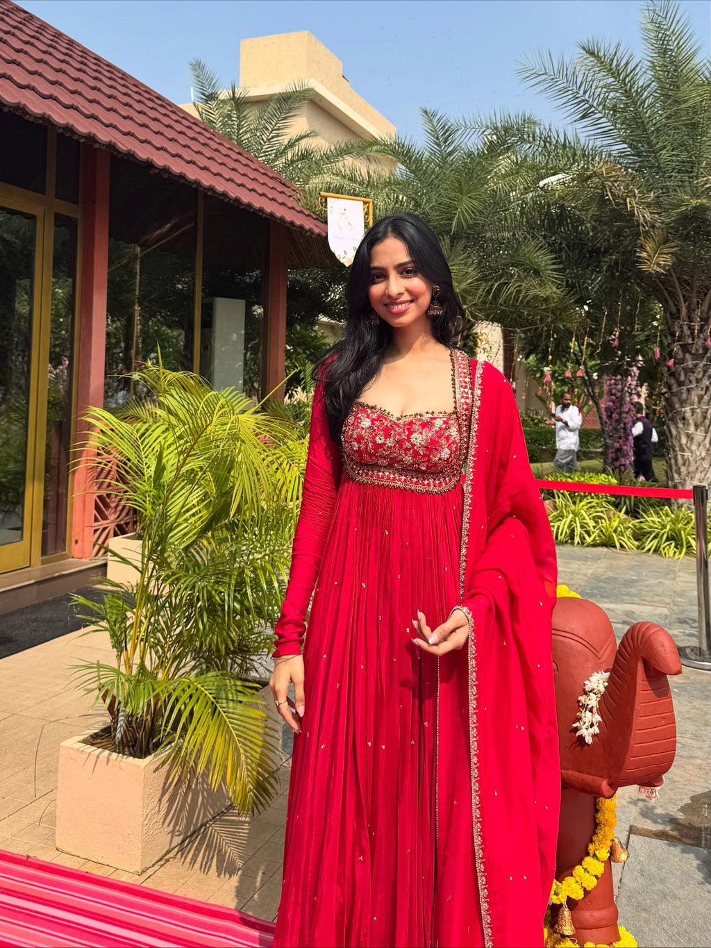 Elegant Red Anarkali Suit Set