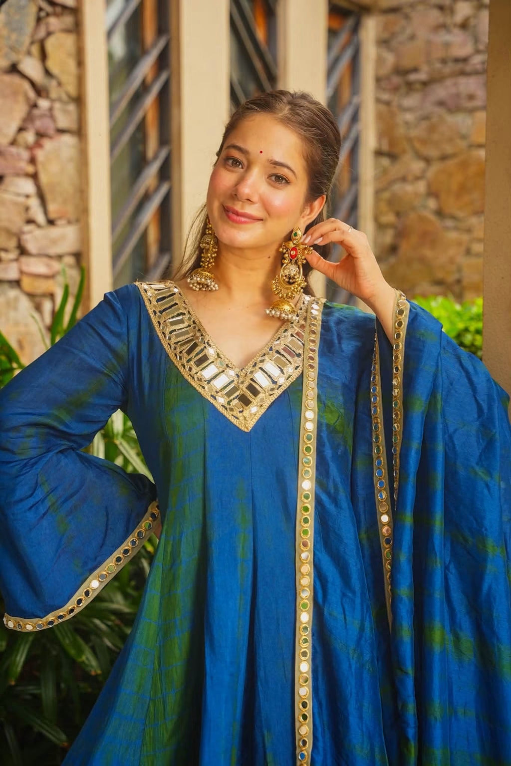 Beautiful Real Mirror Work Top Sharara Set