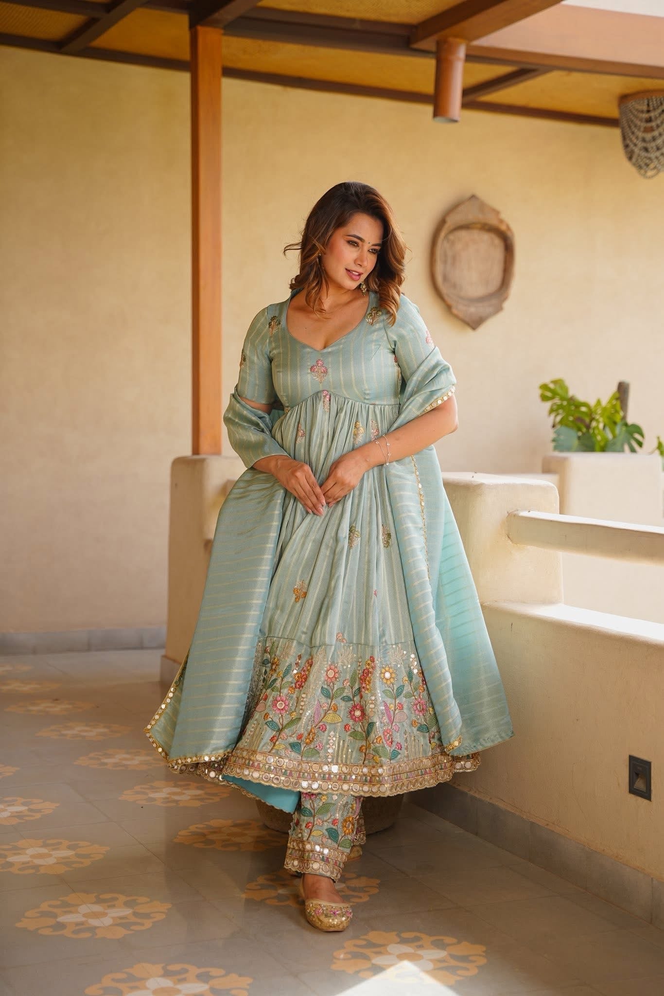 Beautiful Embroidered Anarkali Suit Set