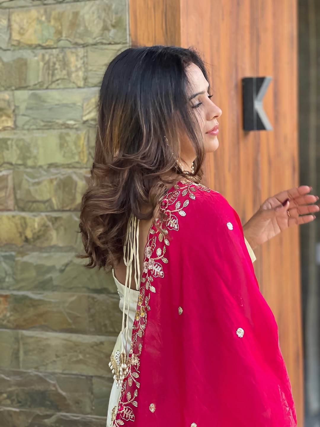 Ivory Sharara Set with Pink Dupatta