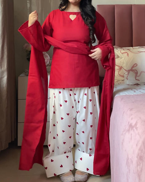 Red Heart Farshi Salwar Suit With Duptta
