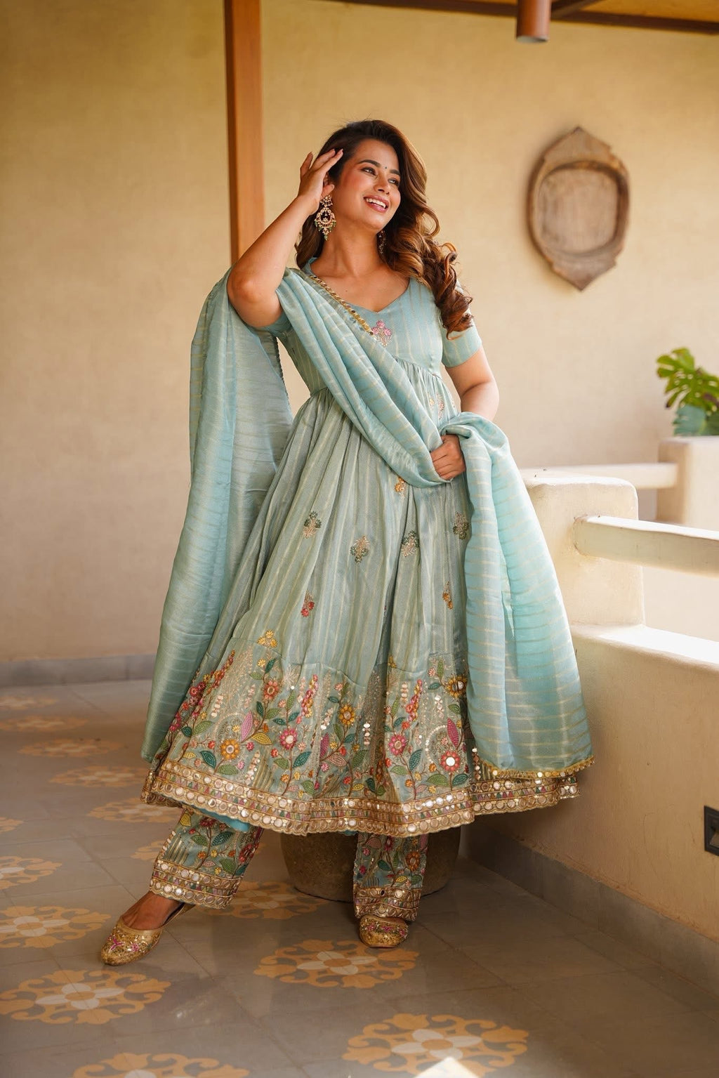 Beautiful Embroidered Anarkali Suit Set