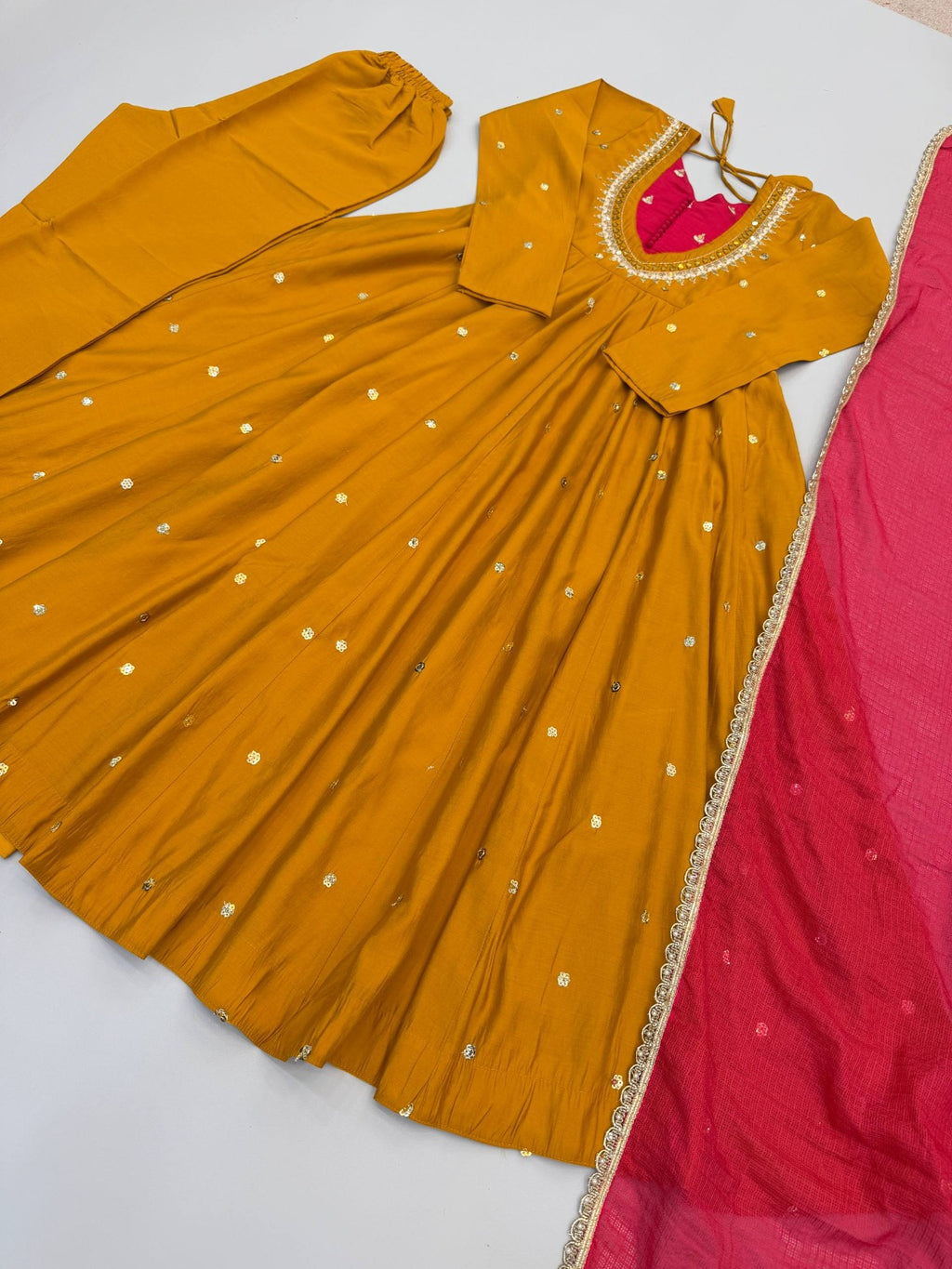 Beautiful Roman Silk Anarkali Suit Set