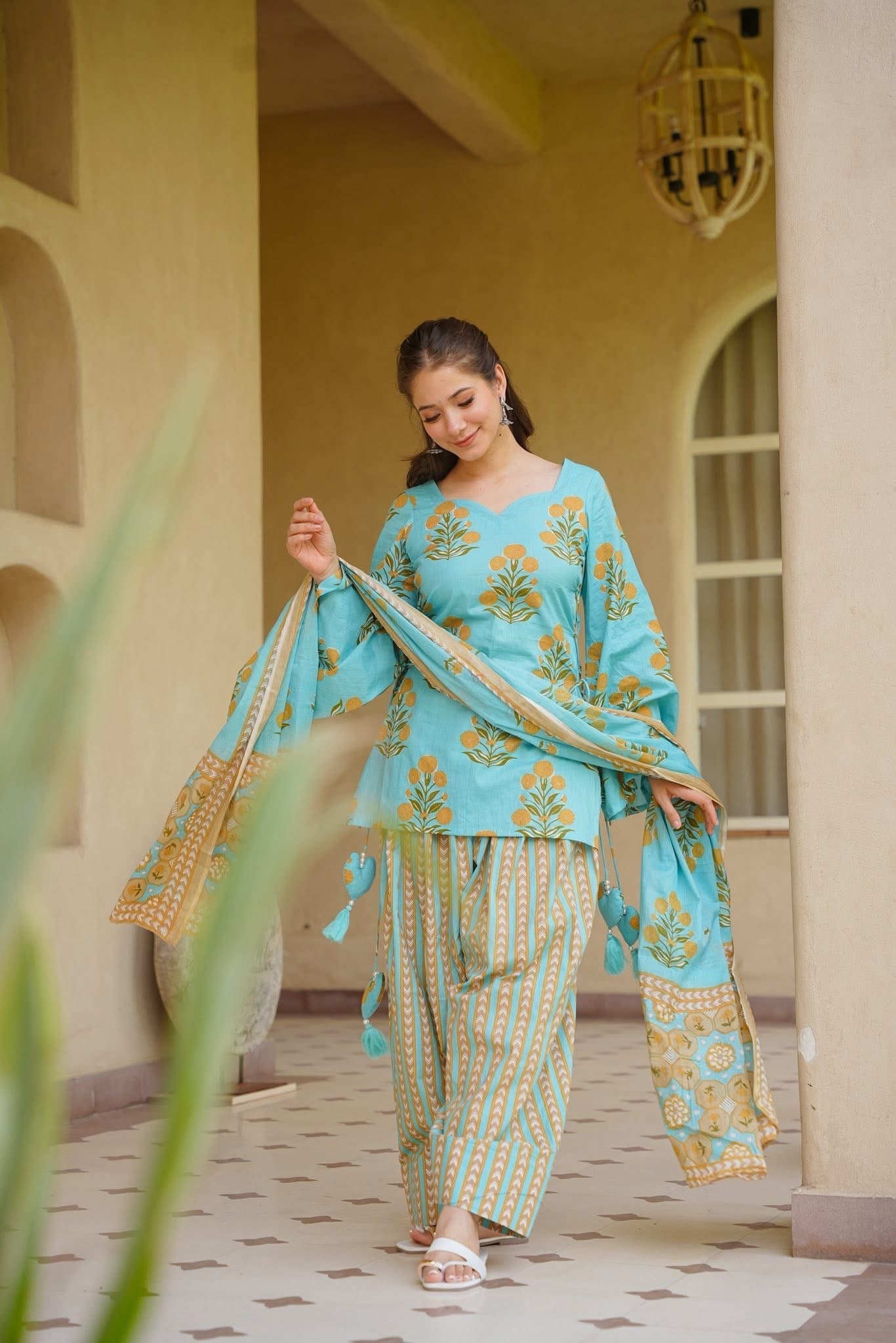 Printed Cotton Farshi Salwar Suit Set