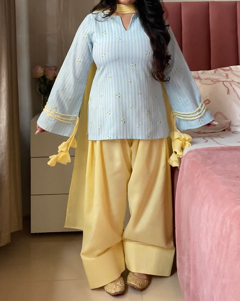 Beautiful ButterYellow Farshi Salwar Suit