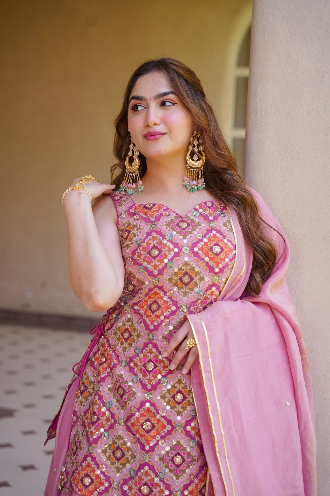 Beautiful Grace Pink Kurta Skirt Set