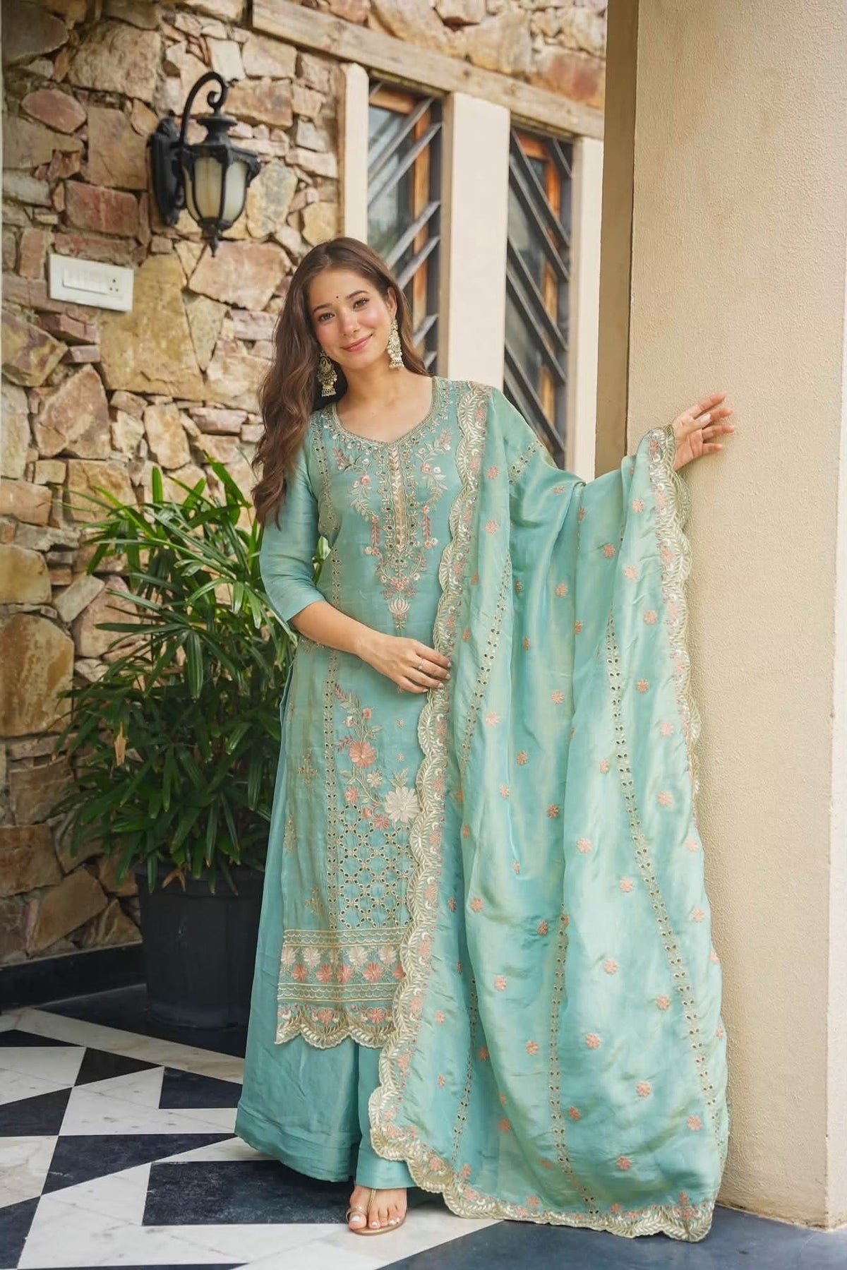 Heavy Embroidered Straight Kurta Set