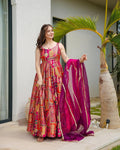 Vibrant Multicolor Ethnic Anarkali with Magenta Dupatta